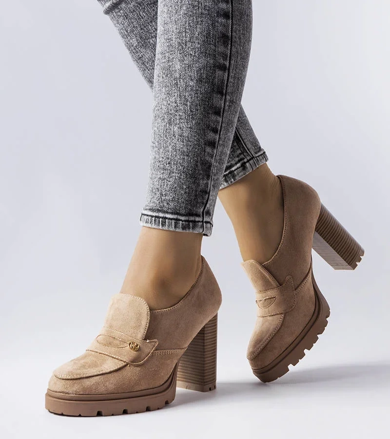 Béžové lodičky s ihličkovým podpätkom Ancelina