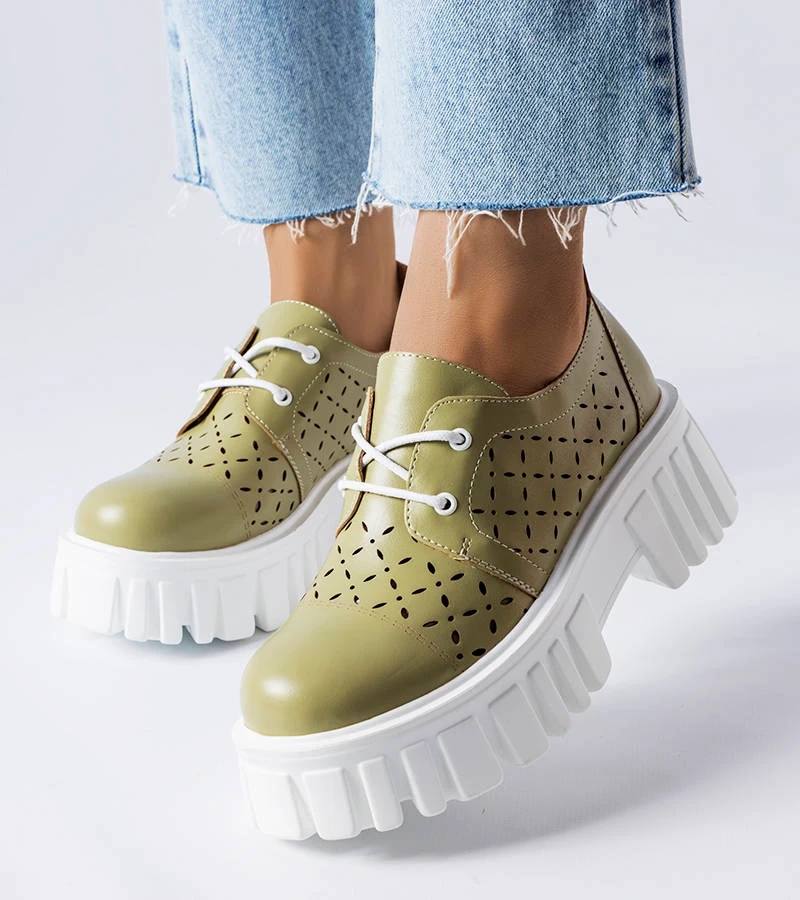 Zelené ažurové poltopánky Camus