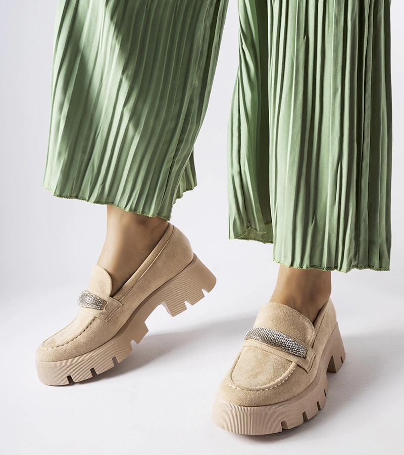 Béžové mokasíny na pevnej podrážke Macario