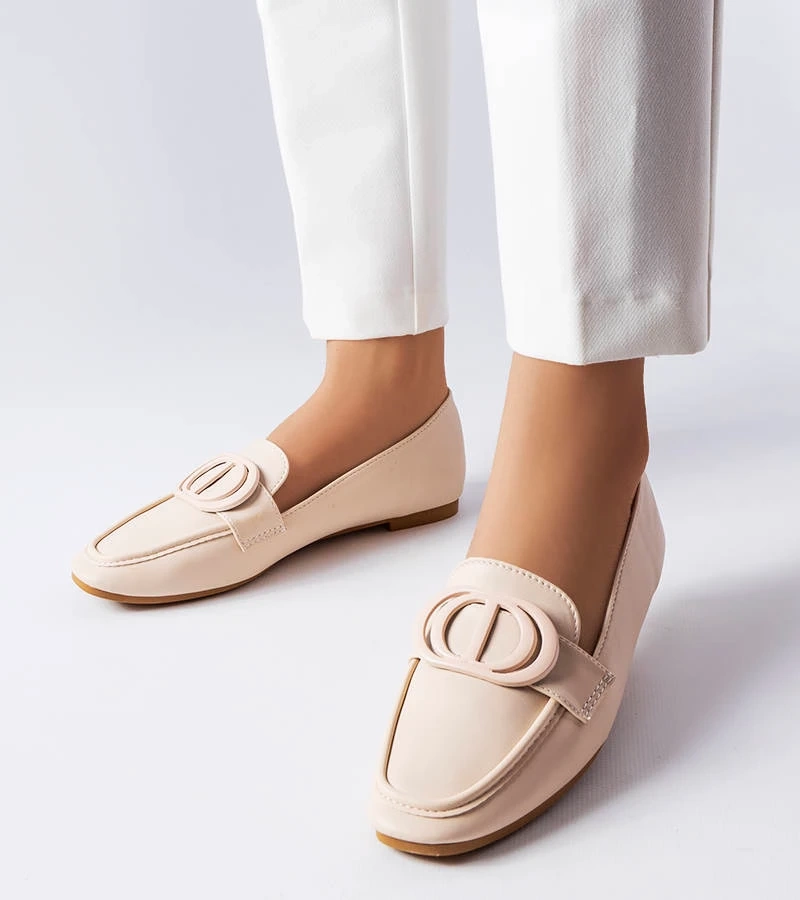 Béžové mokasíny s prackou Poissonnier