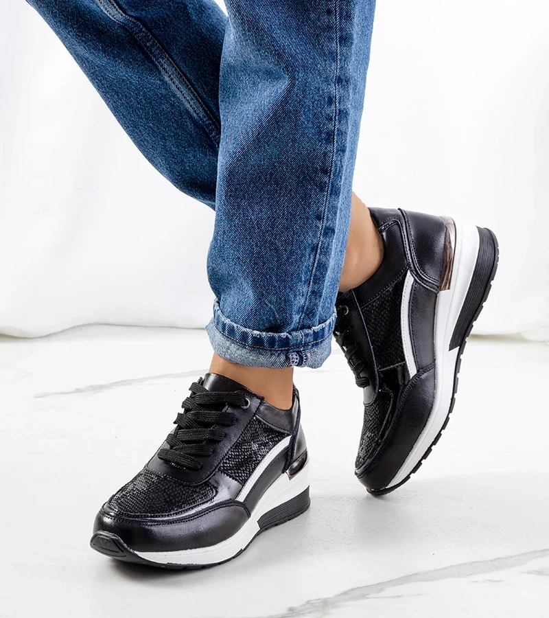 Čierne kožené tenisky Veloso