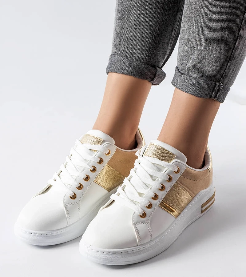 Biele tenisky s béžovými vložkami Deans