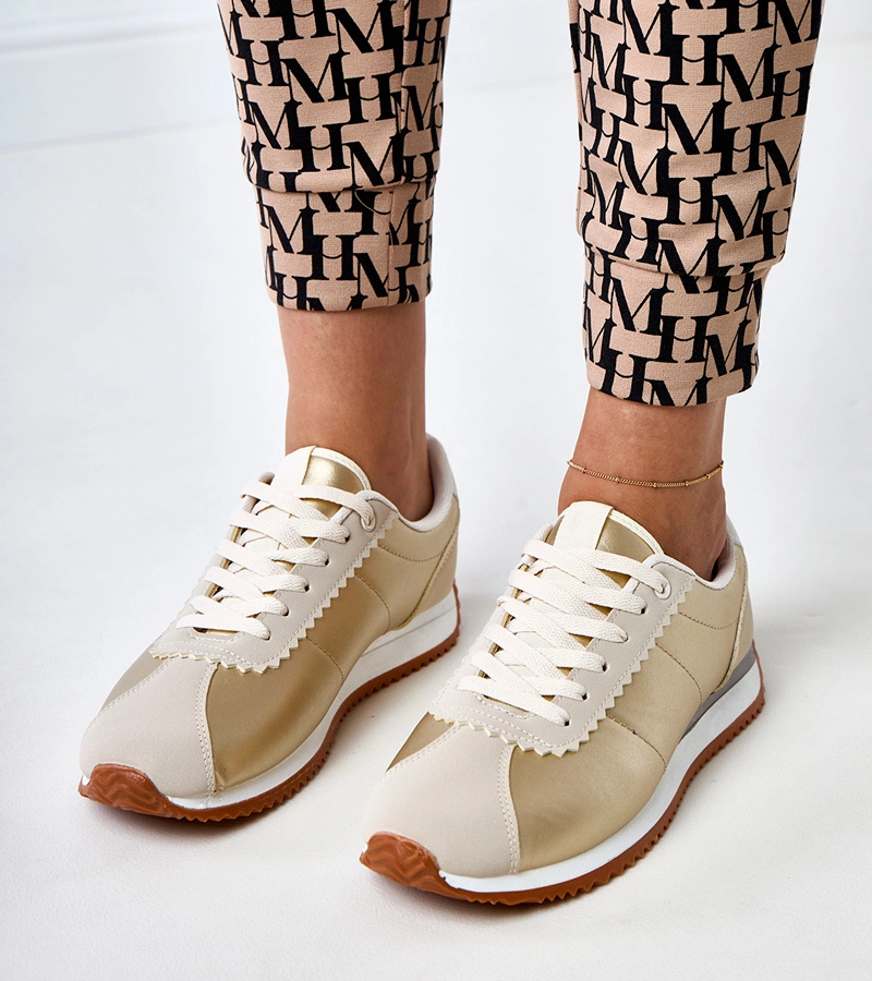 Zlaté športové tenisky s béžovou vložkou Alva