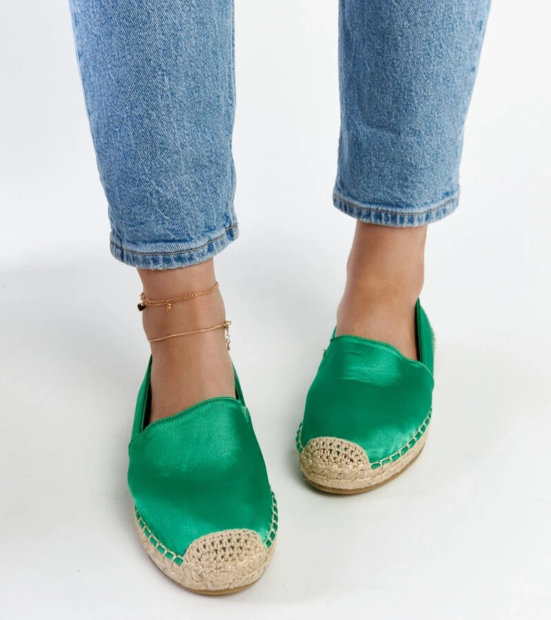 Zelené espadrilky s leskom na platforme Caithlin