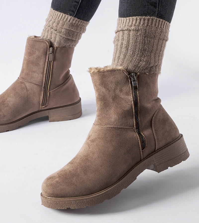 Hnedé zateplené čižmy so zipsom Salona