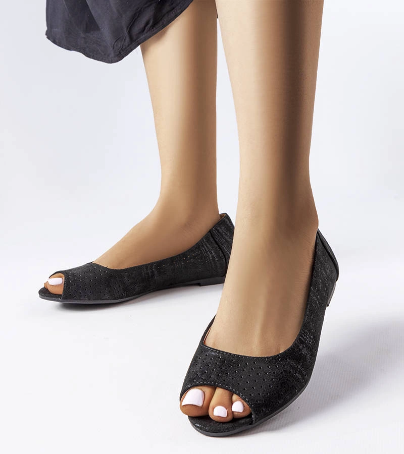 Čierne ažurové baleríny Lavoie