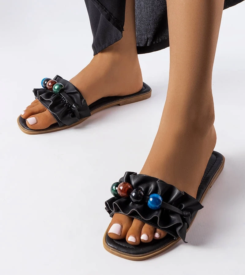 Čierne žabky so záhybom Fortier