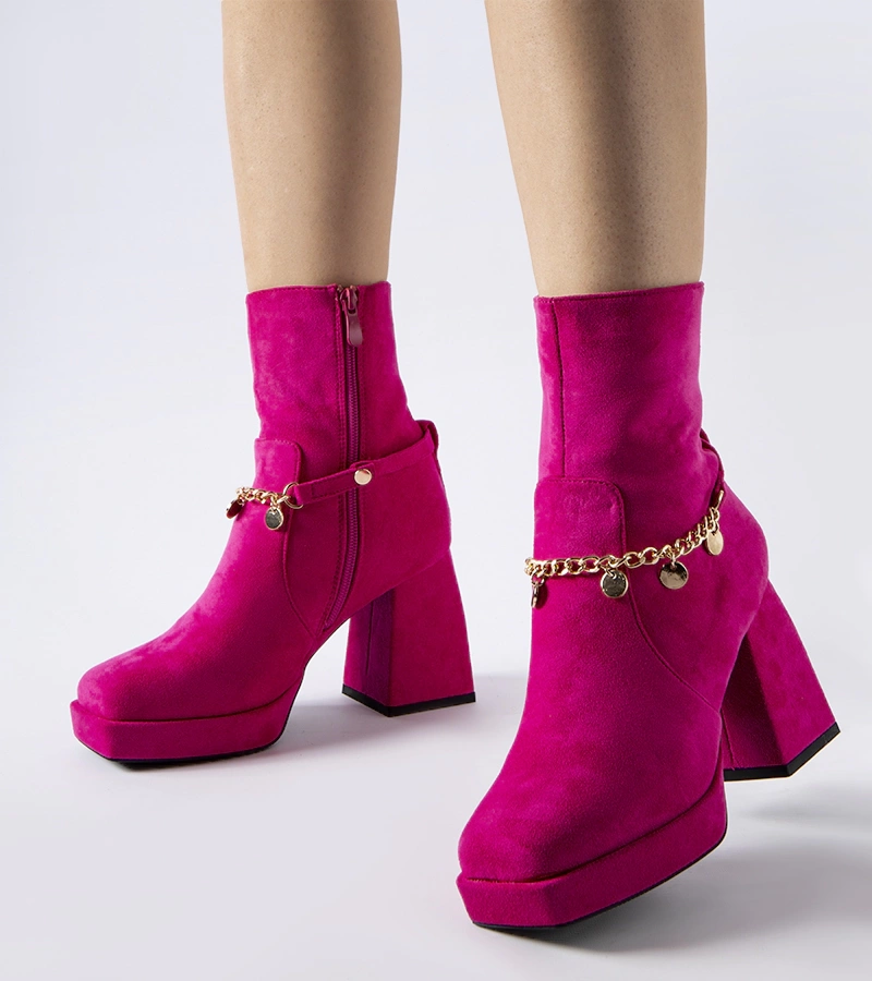 Ružové zateplené čižmy s náveskom Saviore