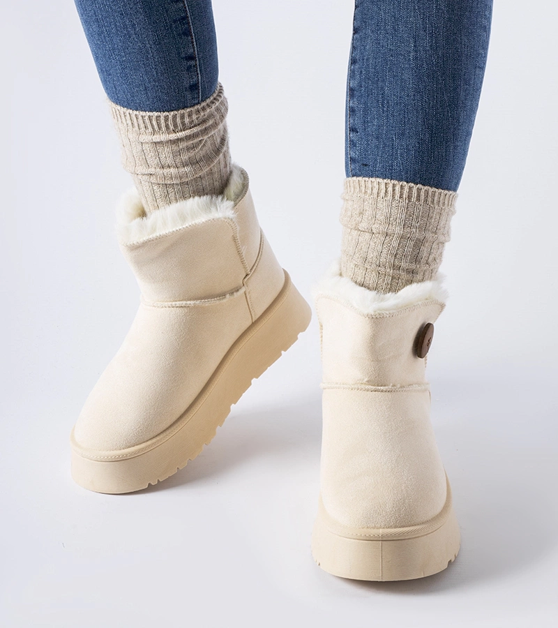 Beige zateplené snehule s gombíkom Ronco