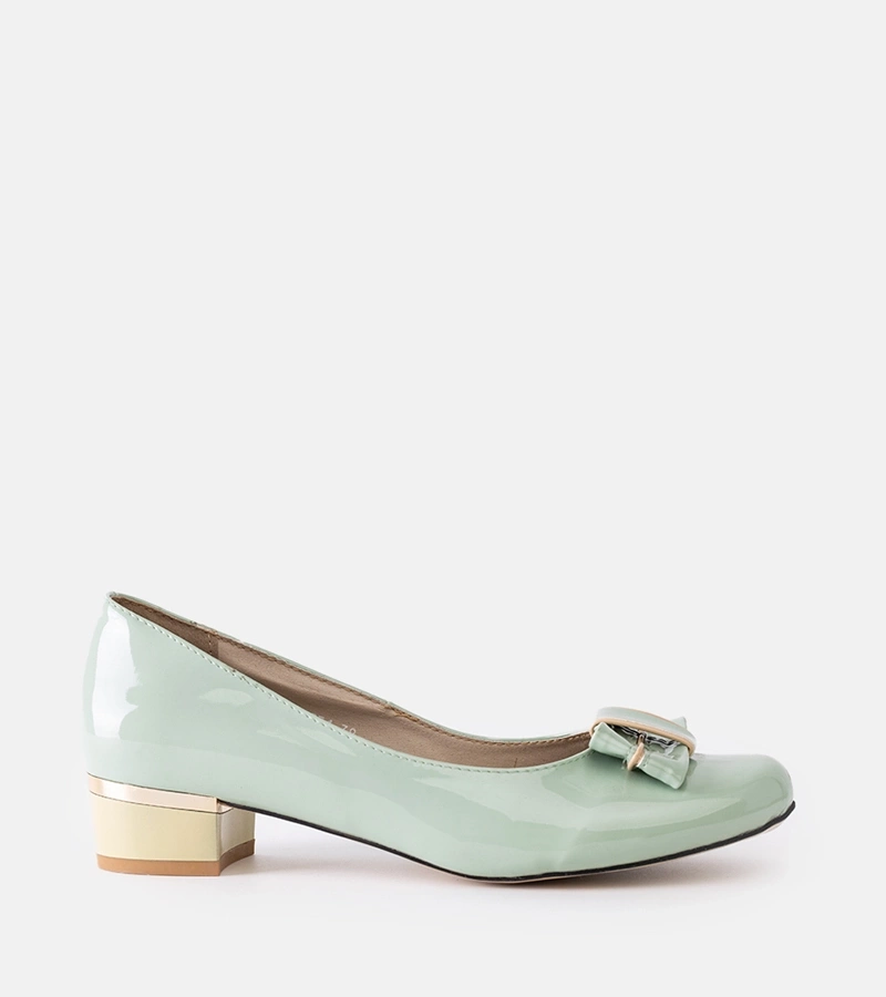 Svetlozelené poltopánky na nízkom podpätku Fadhe