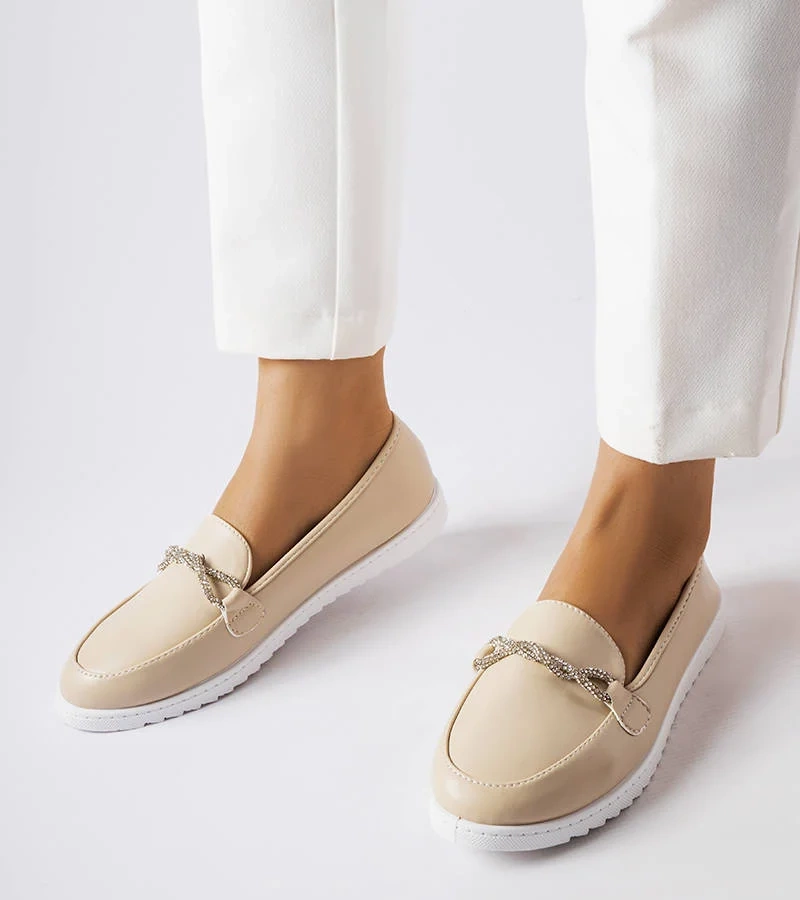 Béžové mokasíny so zirkónmi Paola