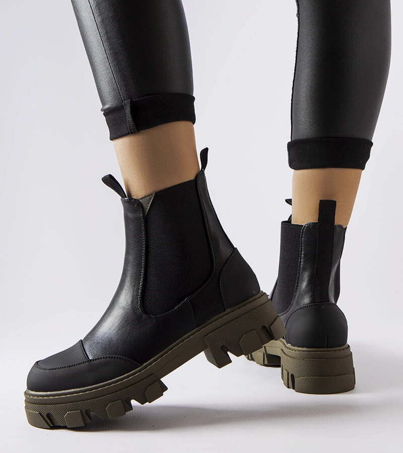 Čierno-zelené čižmy Sibyla