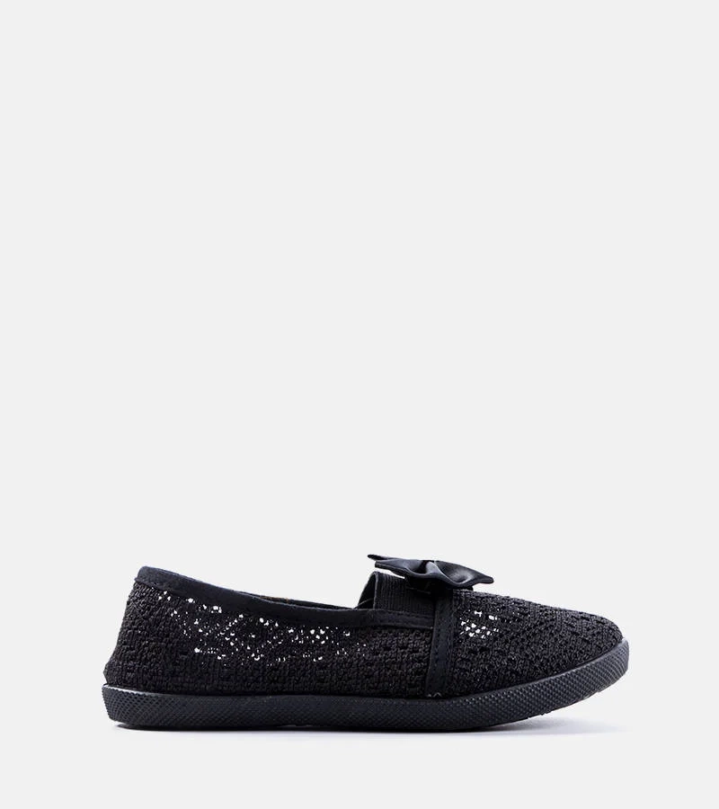Čierne ažurové detské balerínky Bubby