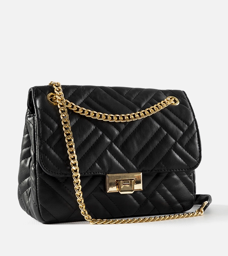 Čierna prešívaná taška cez rameno Farmers