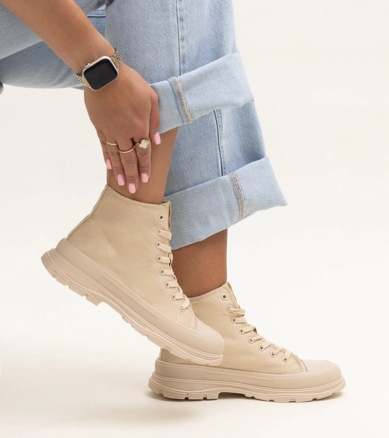 Vysoké béžové masívne tenisky Rosalinda