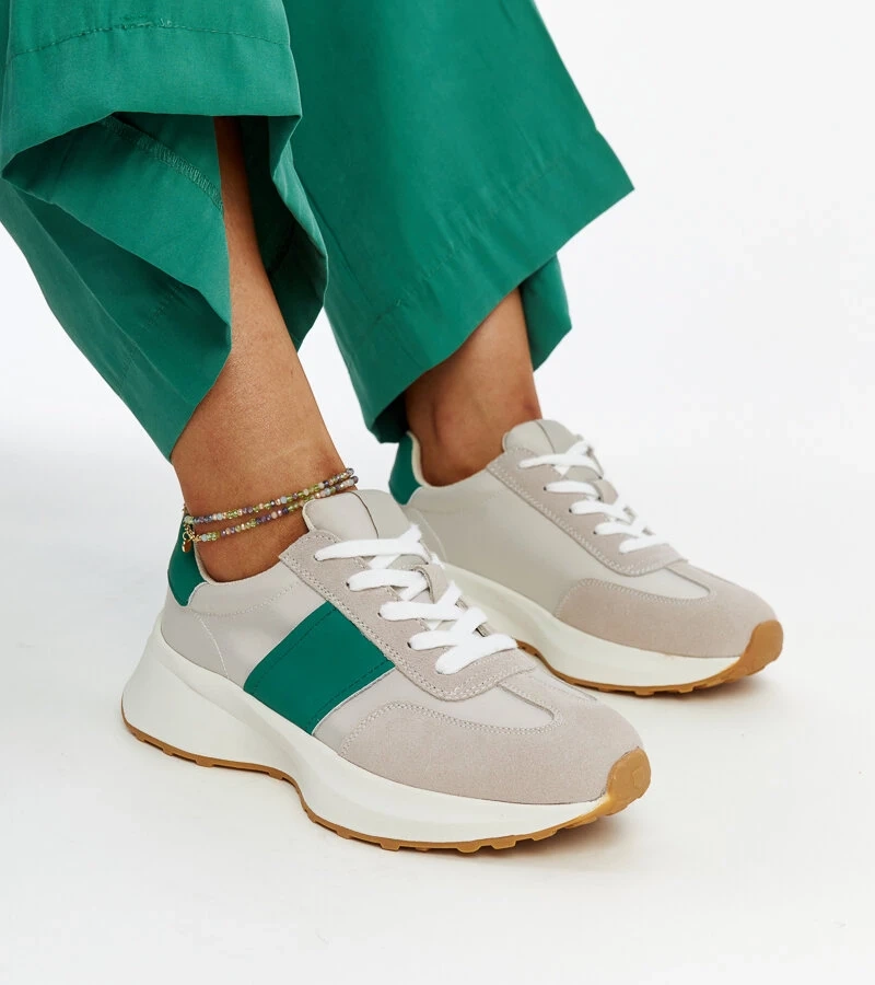 Sivozelené kožené tenisky Ganim