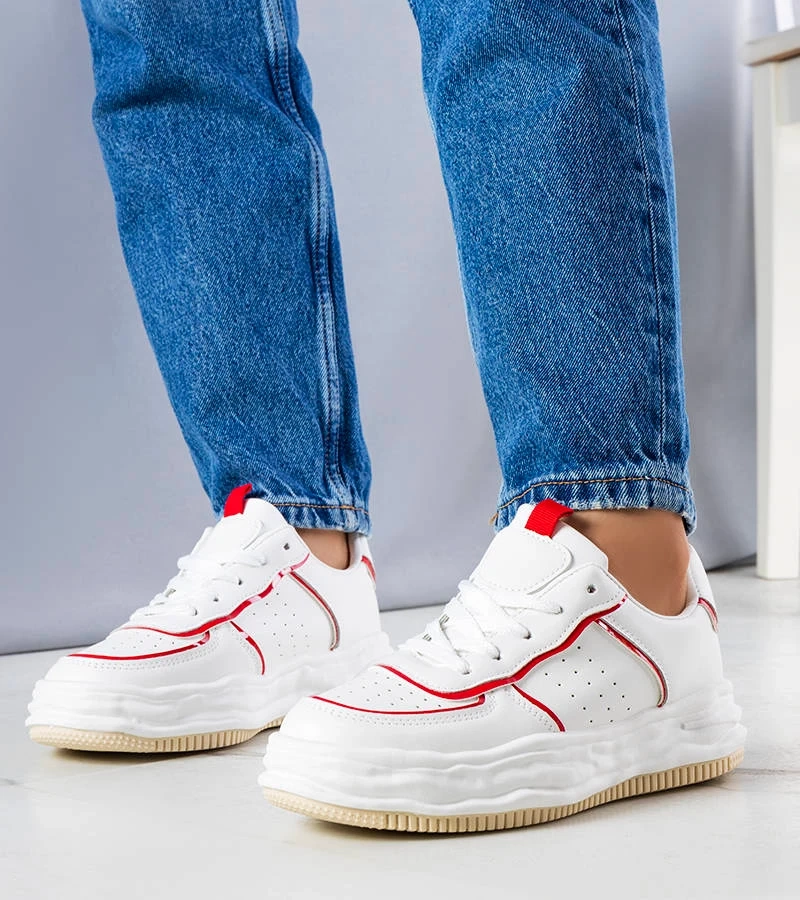 Biele tenisky s červenými vložkami Nettie