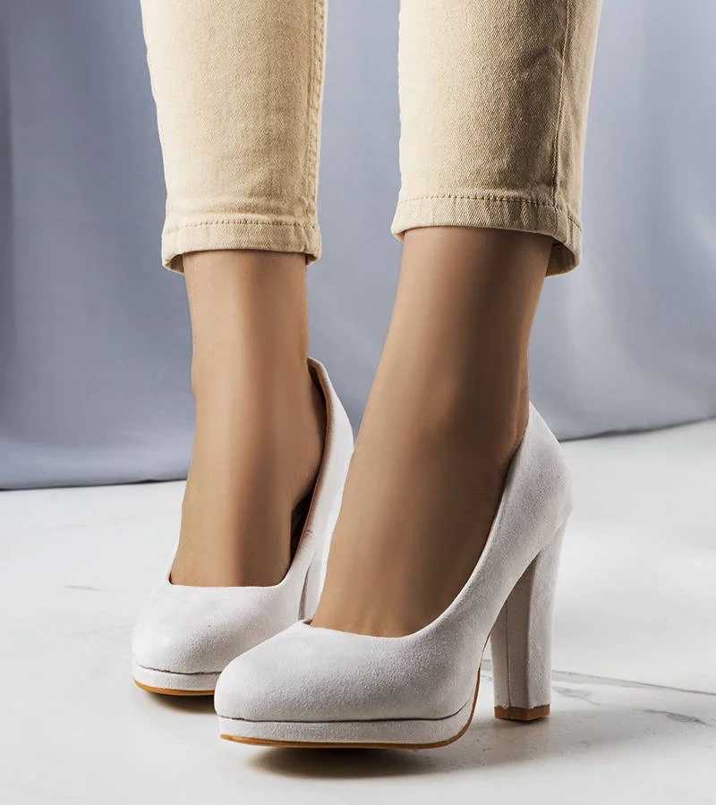 Šedé lodičky Fardi na podpätku