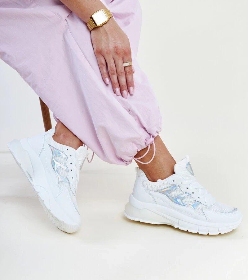 Biela tenisky na hrubom podpätku Matea