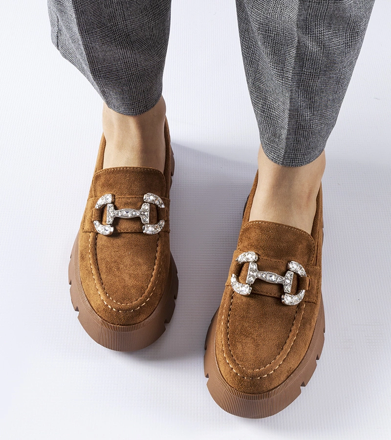 Hnedé mokasíny s diamantmi Giacomo