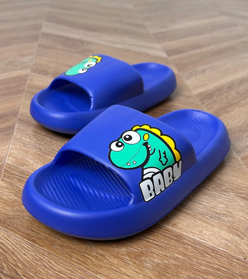 Modré detské šľapky s potlačou Milos