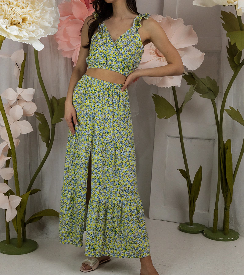 Žltá súprava s topom a sukňou Alvisa