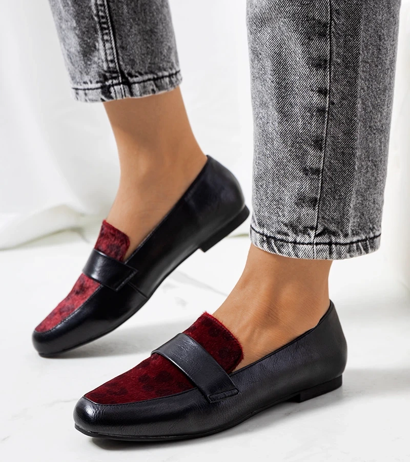 Dámske poltopánky v čierno-vínovej farbe Kolk