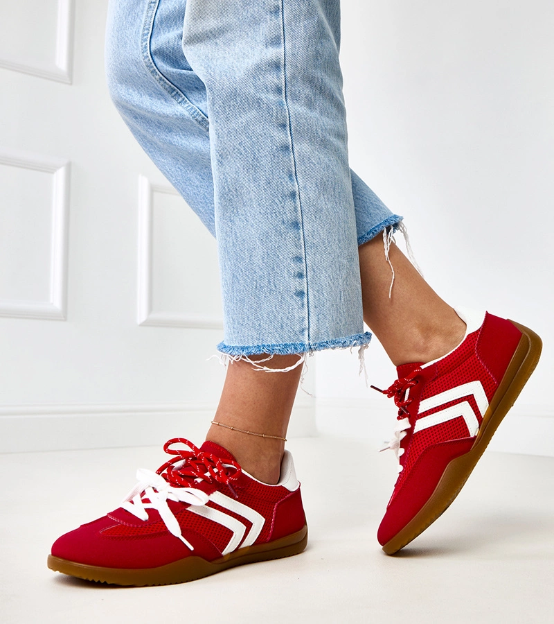 Červené sieťované tenisky s bielou vložkou Malkan