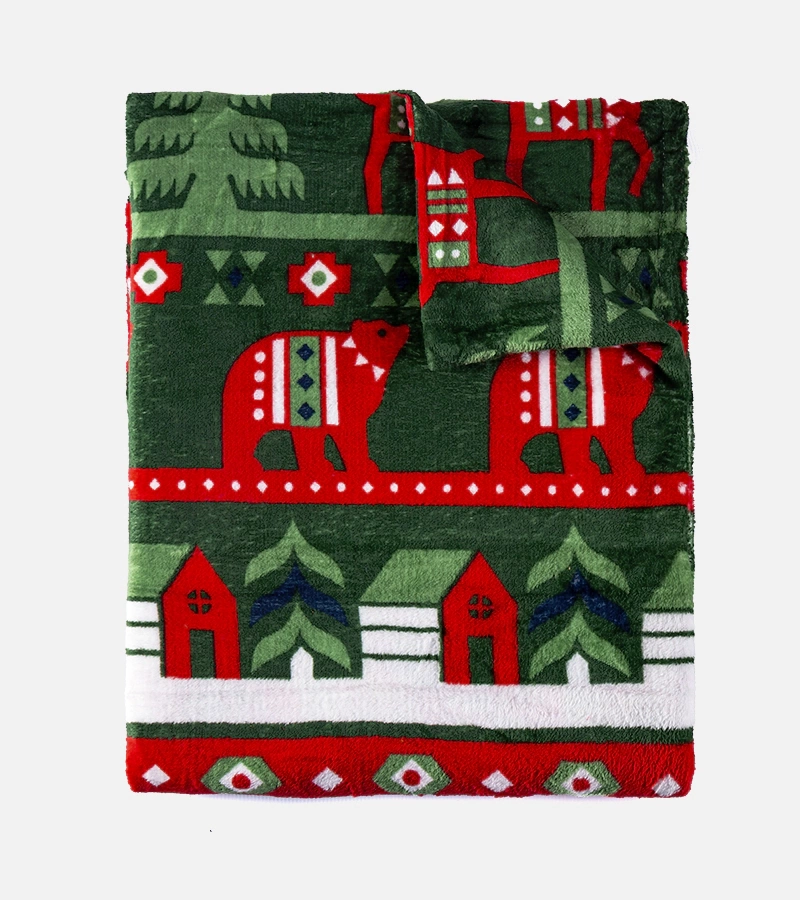 Zelená deka s vianočnými vzormi Mary