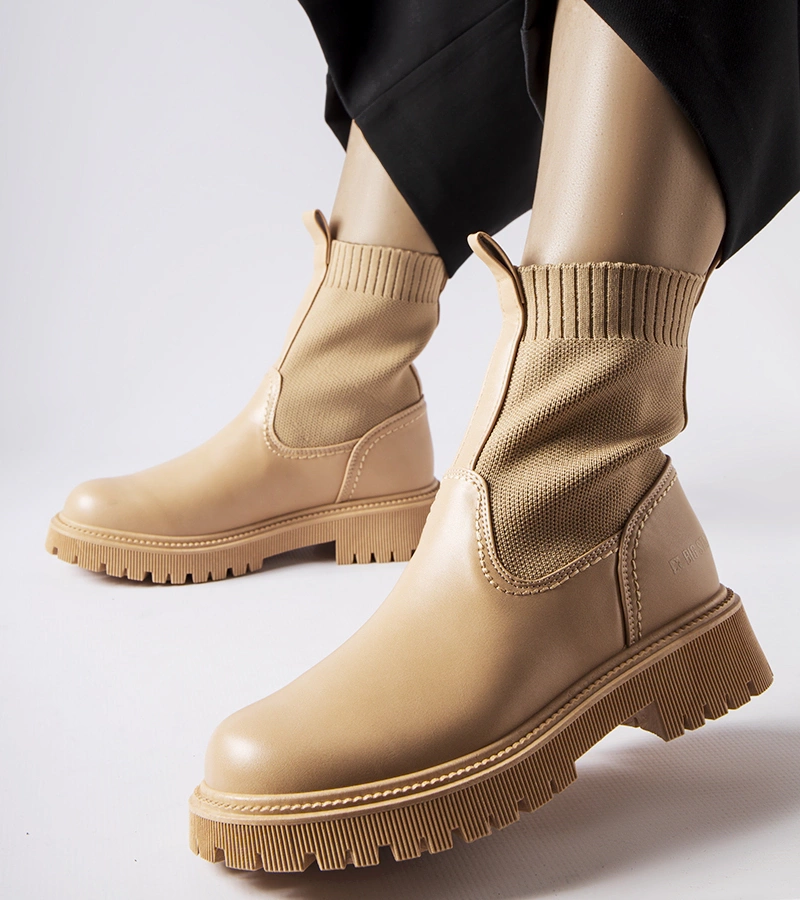 Beige čižmy z ekokože Big Star MM274542