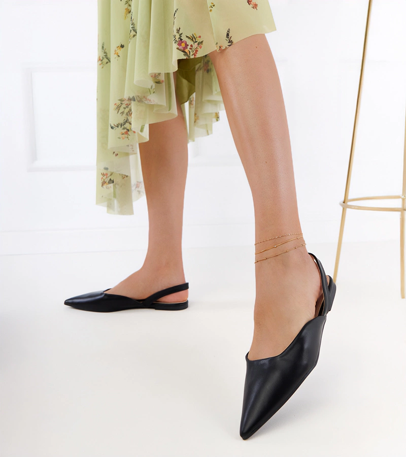Čierne baleríny na plochom podpätku Keliya