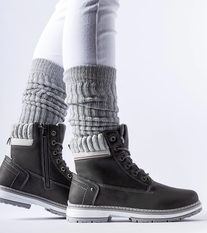 Sivé zateplené traperky Perillard