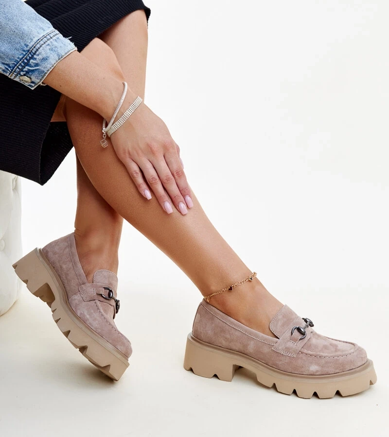 Bežové kožené mokasíny Vinceza