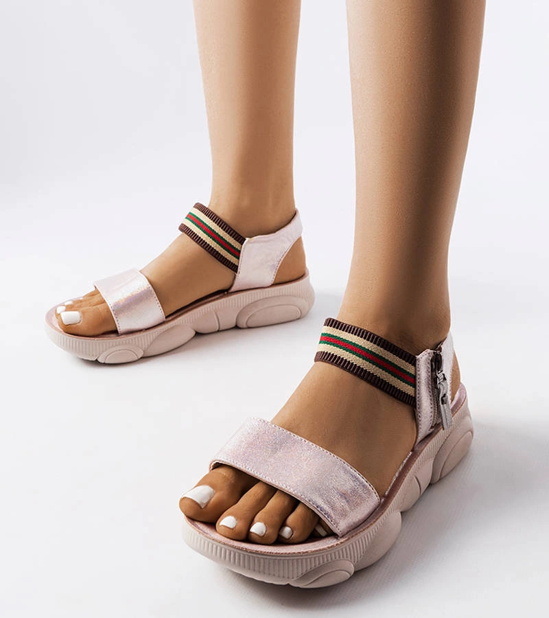 Ružové metalické športové sandále Parsip