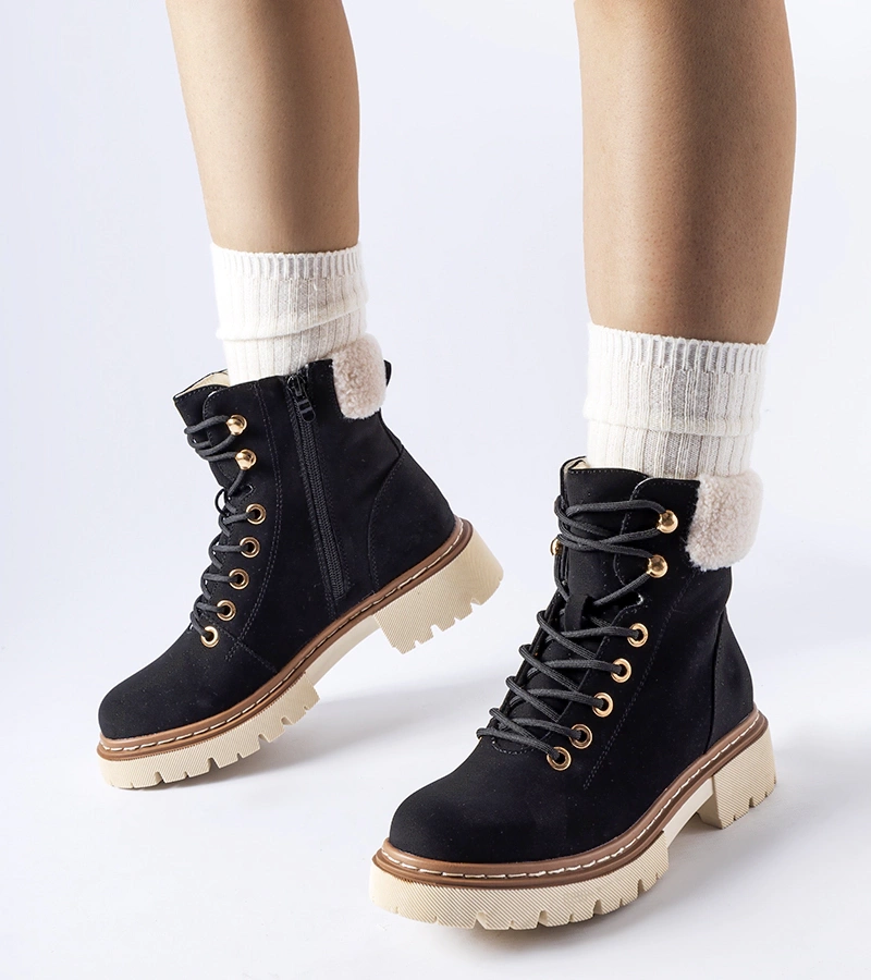 Čierne zateplené dámske zimné topánky Bassano