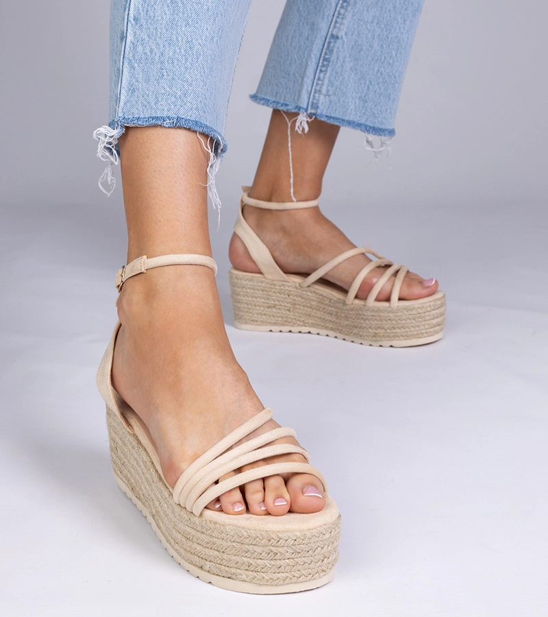 Béžové sandále espadrilky na platforme Panola