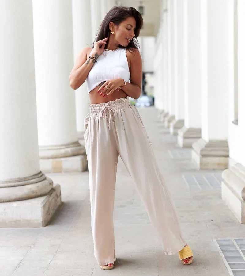 Hnedé nohavice s voľným strihom Pisan