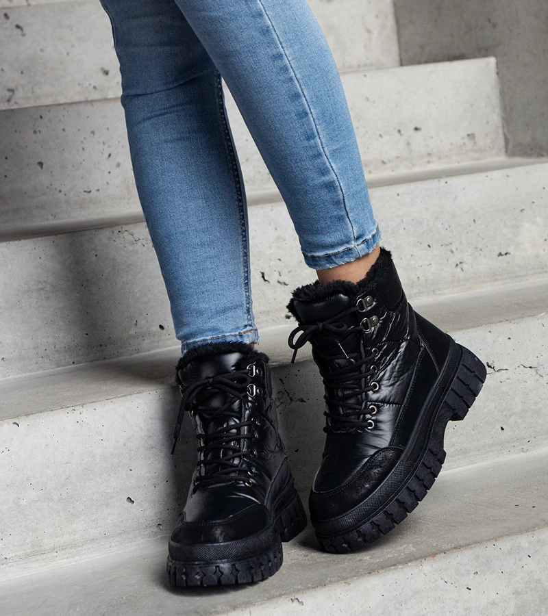 Čierne zateplené snehové topánky Ozero