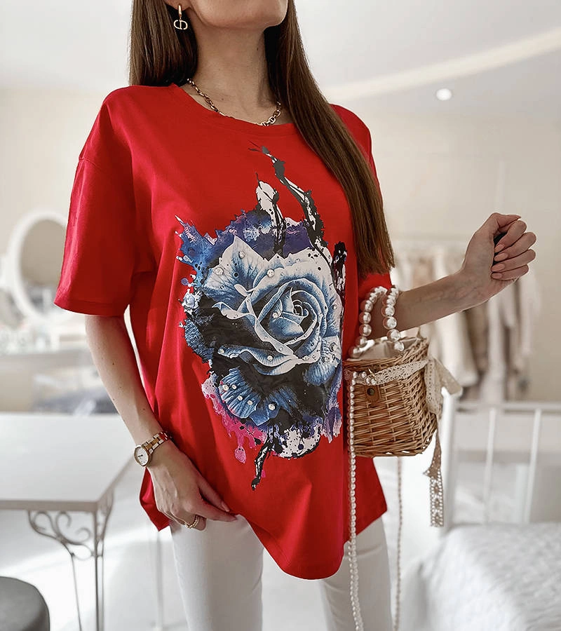 Červené tričko voľného strihu značky Mouet