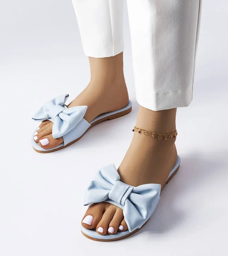 Modré elegantné žabky s mašľou Garnier