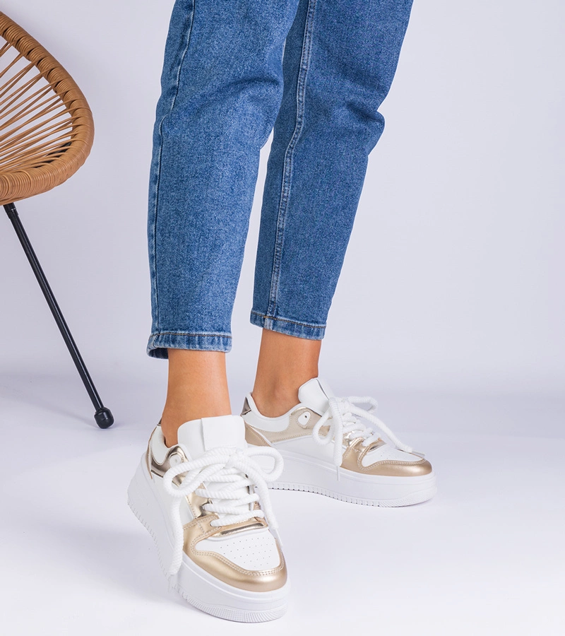 Bielo-zlaté tenisky na platforme Ivalda