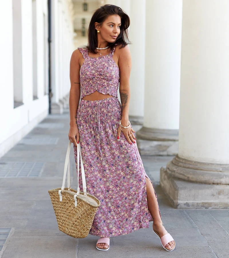 Ružový set s topom a sukňou Febo