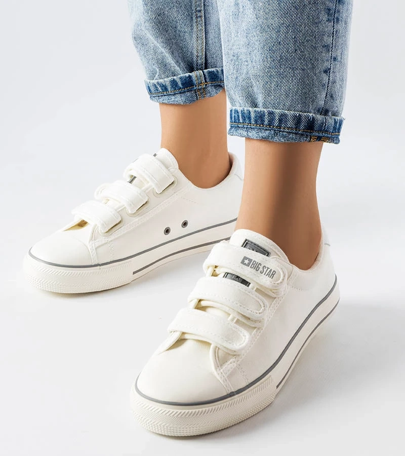 Biele tenisky Big Star na suchý zips LL274A203