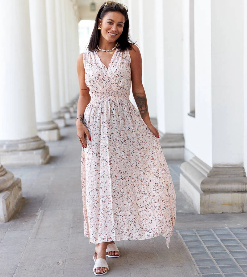 Béžové kvetinové šaty Napolitano