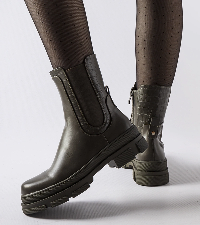 Zelené trekové topánky s hrubou podrážkou Torina