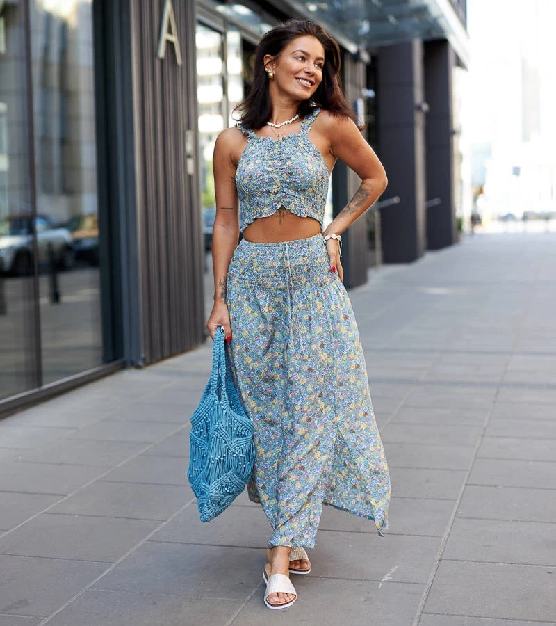 Zelená súprava s topom a sukňou Febo