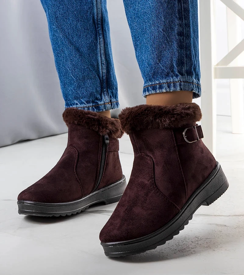 Hnedé zateplené snehové topánky s kožušinou Julius