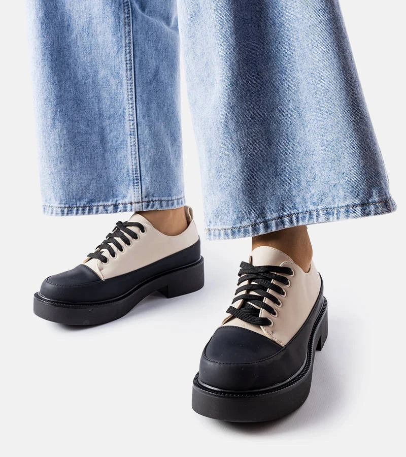 Béžové poltopánky Merico s plochým podpätkom