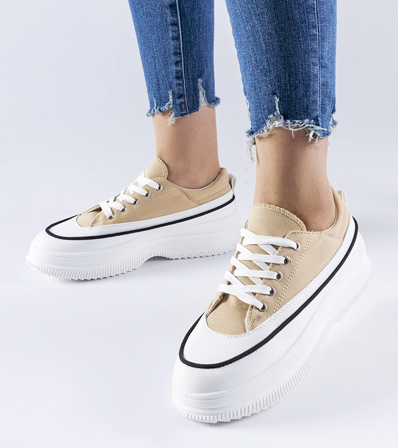 Bežové tenisky na platforme Plesio