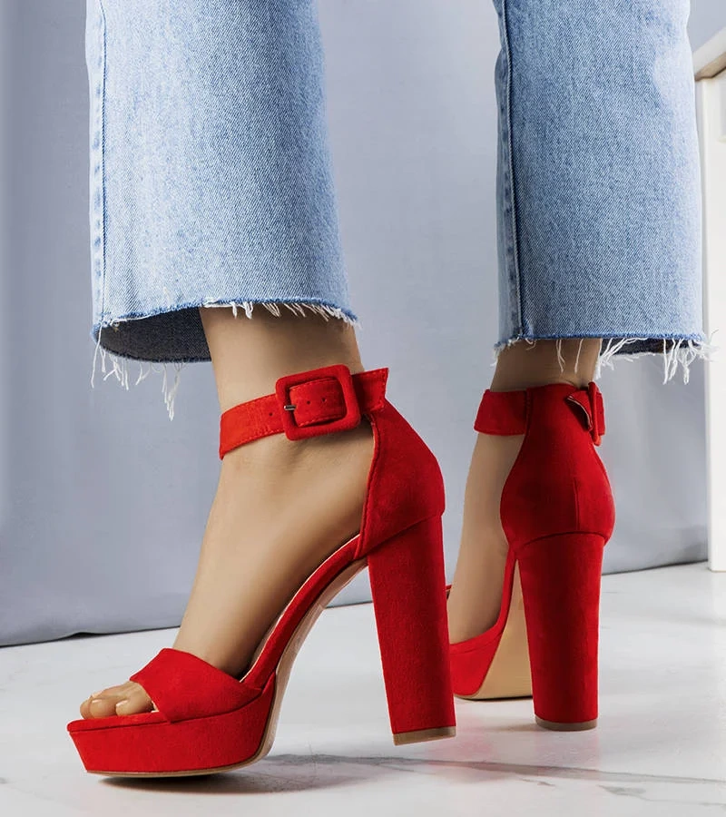 Červené sandále na podpätku Josefina